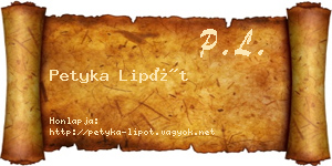 Petyka Lipót névjegykártya